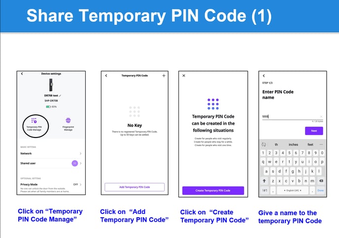 Share temp Pin Code 1